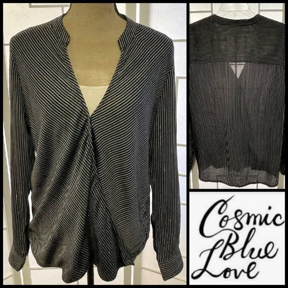 Cosmic Blue Love Crossover hem low v-neck - Picture 1 of 9